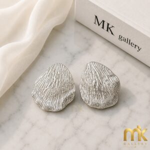 گوشواره طرح صدف نقره ای